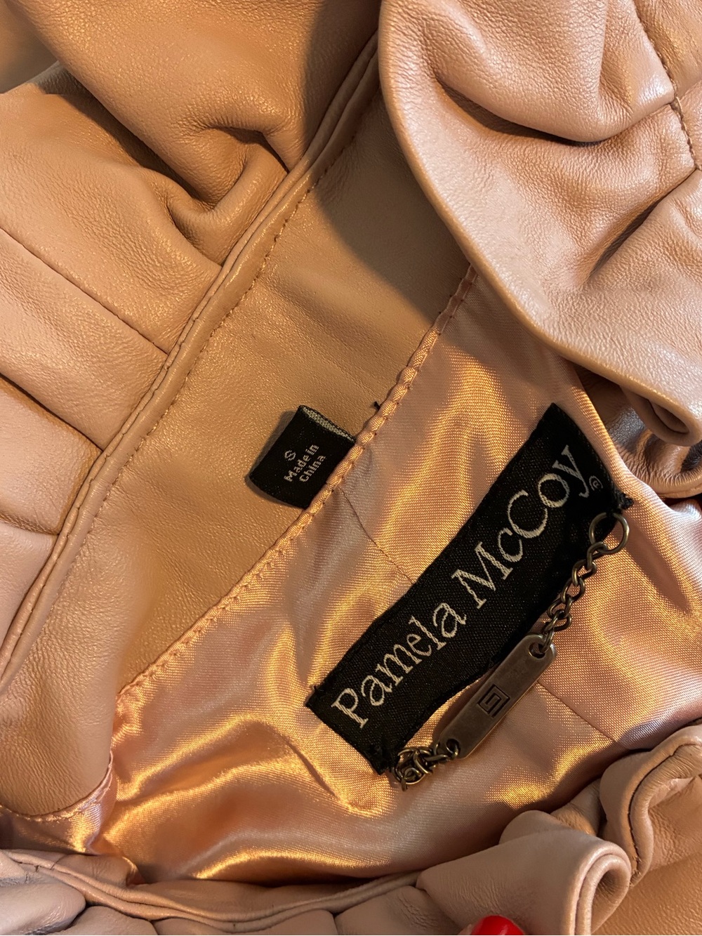 Pamela McCoy Light Pink Genuine Leather Ruffle Trim Jacket Women's Size Small - Picture 12 of 14